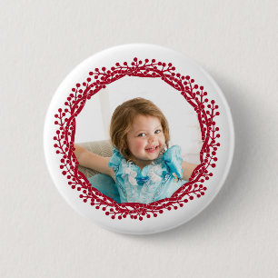 Badge Rond 5 Cm Couronne de baie de Noël bouton photo personnalisé