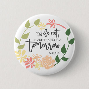 Badge Rond 5 Cm Couronne de fleurs mignonnes avec verset biblique
