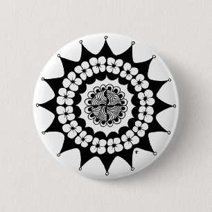 Badge Rond 5 Cm Couronne de fleurs Zen Mandala