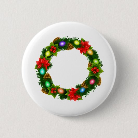 Badge Rond 5 Cm couronne de lumières de noël (Devant)