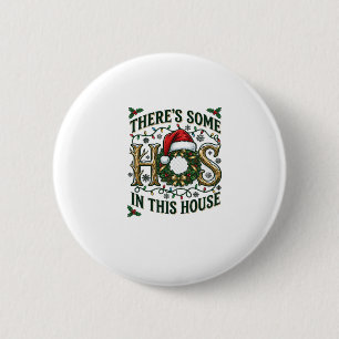 Badge Rond 5 Cm Couronne de Noël de Hos House Chapeau de Père Noël