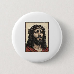 Badge Rond 5 Cm Couronne d'épines vintage portrait religieux art v