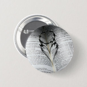 Badge Rond 5 Cm Couronne des épines coeur et bible