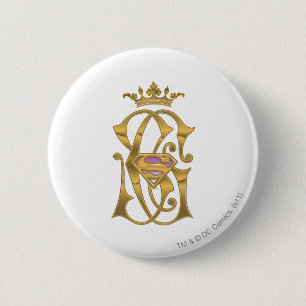 Badge Rond 5 Cm Couronne d'or de Supergirl