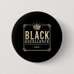 Badge Rond 5 Cm Couronne d'or d'excellence noire pour le cadeau de
