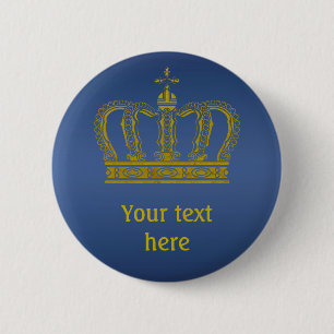 Badge Rond 5 Cm Couronne d'or + votre texte