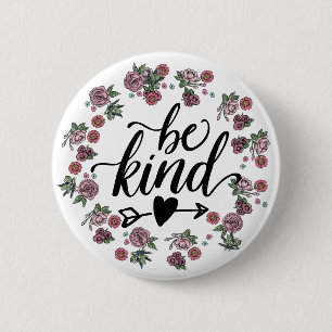 Badge Rond 5 Cm Couronne florale - SOYEZ GENTIL