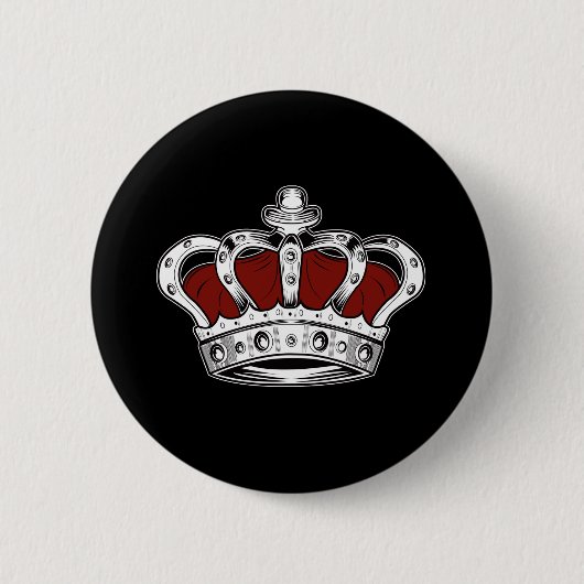 Badge Rond 5 Cm Couronne - Rouge (Devant)