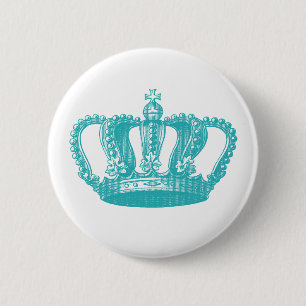 Badge Rond 5 Cm Couronne vintage bleue d'Aqua Girly