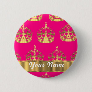 Badge Rond 5 Cm Couronnes d'or sur des roses indien