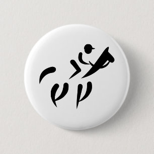 Badge Rond 5 Cm Course de chevaux