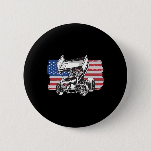 Badge Rond 5 Cm Course de Sprint Car Drapeau Usa (Devant)
