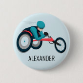 Badge Rond 5 Cm Course en fauteuil roulant (Devant)