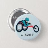 Badge Rond 5 Cm Course en fauteuil roulant (Devant & derrière)