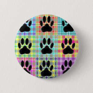 Badge Rond 5 Cm Courte de lit motif empreinte de patte de chien