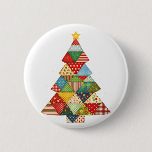 Badge Rond 5 Cm Courtepoint Arbre de Noël Amateurs de Courtepoint