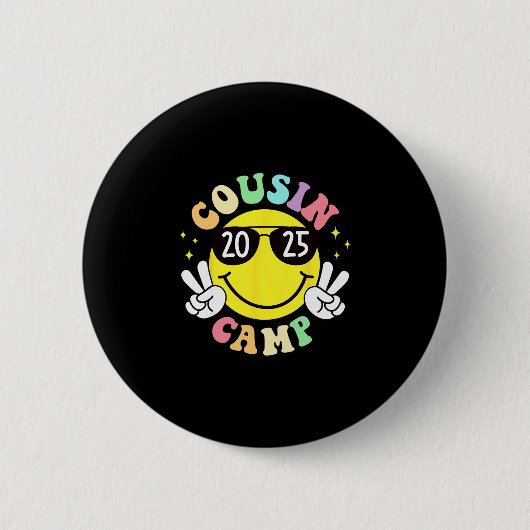 Badge Rond 5 Cm Cousin Camp 2025 Camping Campfire Summer Vacation (Devant)