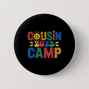 Badge Rond 5 Cm Cousin Camp 2025 Camping Feu de camp Vacances d'ét