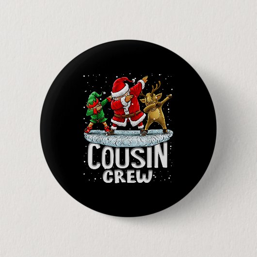 Badge Rond 5 Cm Cousin Crew Santa Elf Dabbing Matching Family Chri (Devant)