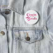 Badge Rond 5 Cm Cousin de mariée rose blanc (En situation)