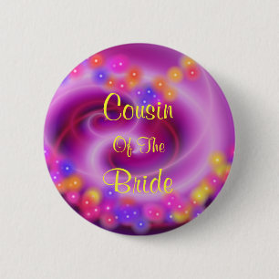 Badge Rond 5 Cm Cousin Du Bouton Coeur Tourbillonnant De La Marié