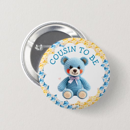 Badge Rond 5 Cm Cousin to Be | Boy's Baby Shower (Devant & derrière)