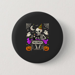Badge Rond 5 Cm Couture de squelette d'Halloween Fantôme Citrouill
