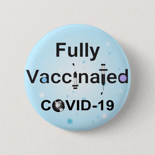 Badge Rond 5 Cm COVID-19 entièrement vacciné (Devant)