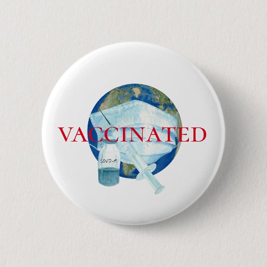 Badge Rond 5 Cm Covid-19 Monde J'ai été vacciné (Devant)