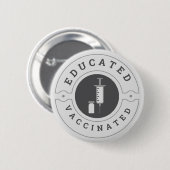 Badge Rond 5 Cm Covid-19 Vacciné Fier Grisé Géométrique Gris (Devant & derrière)