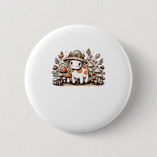 Badge Rond 5 Cm Cow Cottagecore Champignons