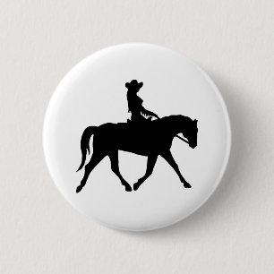 Badge Rond 5 Cm Cow-girl montant son cheval