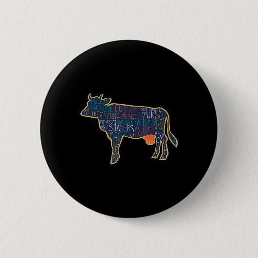 Badge Rond 5 Cm Cow Silhouette Tygraphy Phrases Heifer Fun Chris T (Devant)