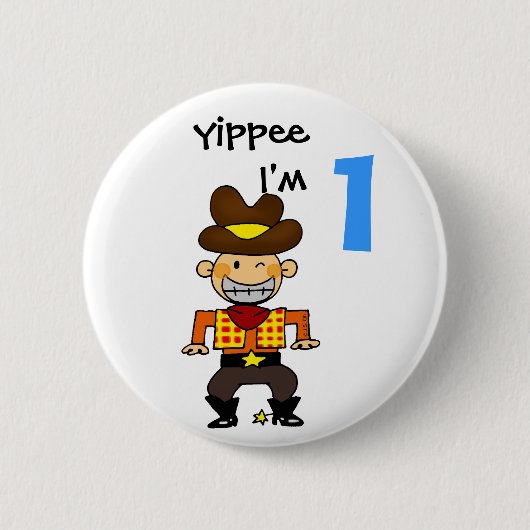 Badge Rond 5 Cm Cowboy de 1 an (Devant)