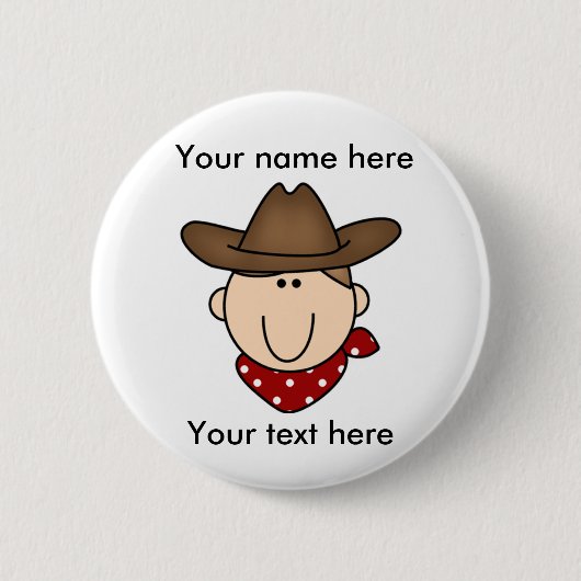 Badge Rond 5 Cm Cowboy de brun de la personnaliser vous-même (Devant)