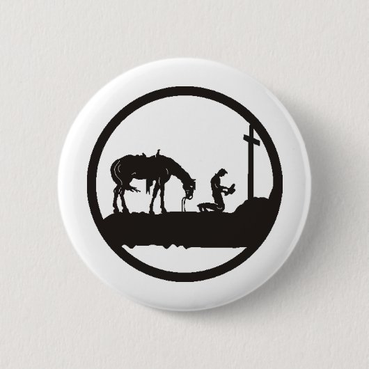 Badge Rond 5 Cm cowboy de prière (Devant)