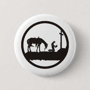 Badge Rond 5 Cm cowboy de prière
