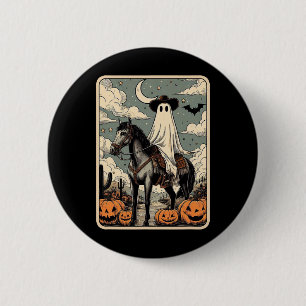 Badge Rond 5 Cm Cowboy Ghost Riding Horse Funny Tarot Card Hallowe