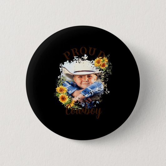 Badge Rond 5 Cm Cowboy Photo Text Sunflower Accent T Shirt (Devant)