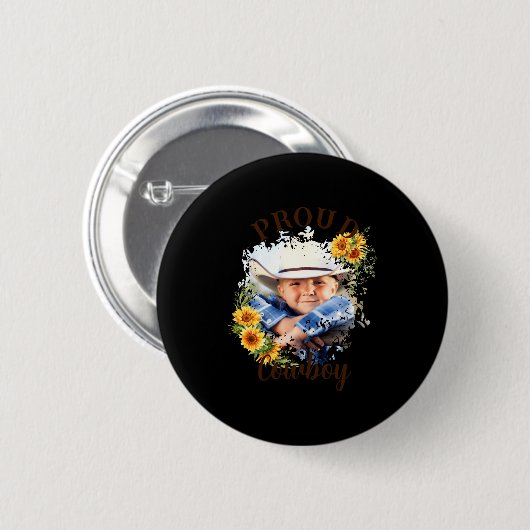 Badge Rond 5 Cm Cowboy Photo Text Sunflower Accent T Shirt (Devant & derrière)