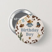Badge Rond 5 Cm Cowboy Premier Rodéo Anniversaire Garçon (Devant & derrière)