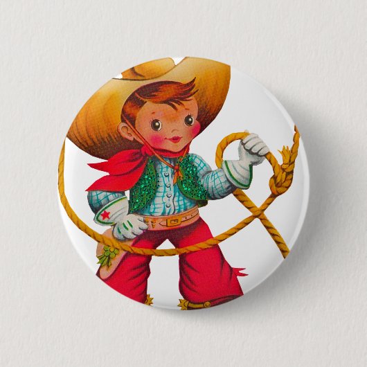 Badge Rond 5 Cm Cowboy Retro Boy Child Cute Western (Devant)