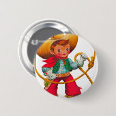 Badge Rond 5 Cm Cowboy Retro Boy Child Cute Western (Devant & derrière)