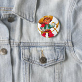 Badge Rond 5 Cm Cowboy Retro Boy Child Cute Western (En situation)