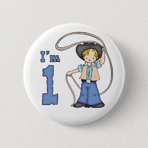 Badge Rond 5 Cm Cowboy Roper 1st Birthday Pinback Button