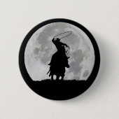 Badge Rond 5 Cm Cowboy Roping Steer in the Full Moonlight Surreal (Devant)
