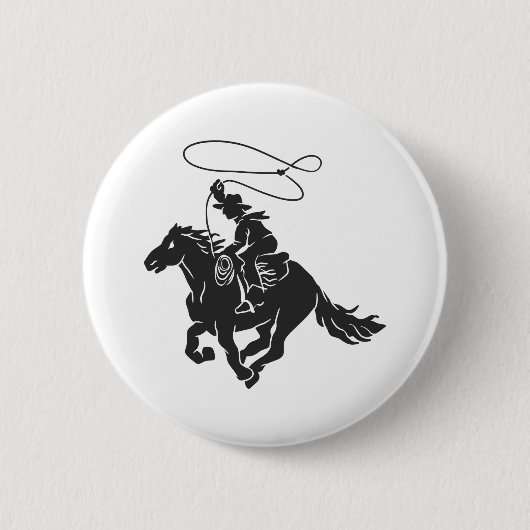 Badge Rond 5 Cm Cowboy sur buccking cheval courir avec lasso (Devant)