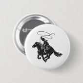 Badge Rond 5 Cm Cowboy sur buccking cheval courir avec lasso (Devant & derrière)