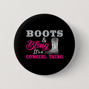 Badge Rond 5 Cm Cowgirl Boling Bling Country Lover Music Life