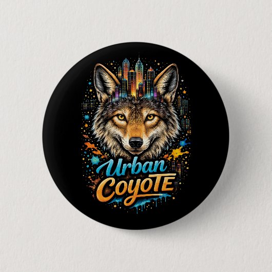 Badge Rond 5 Cm Coyote urbain (Devant)